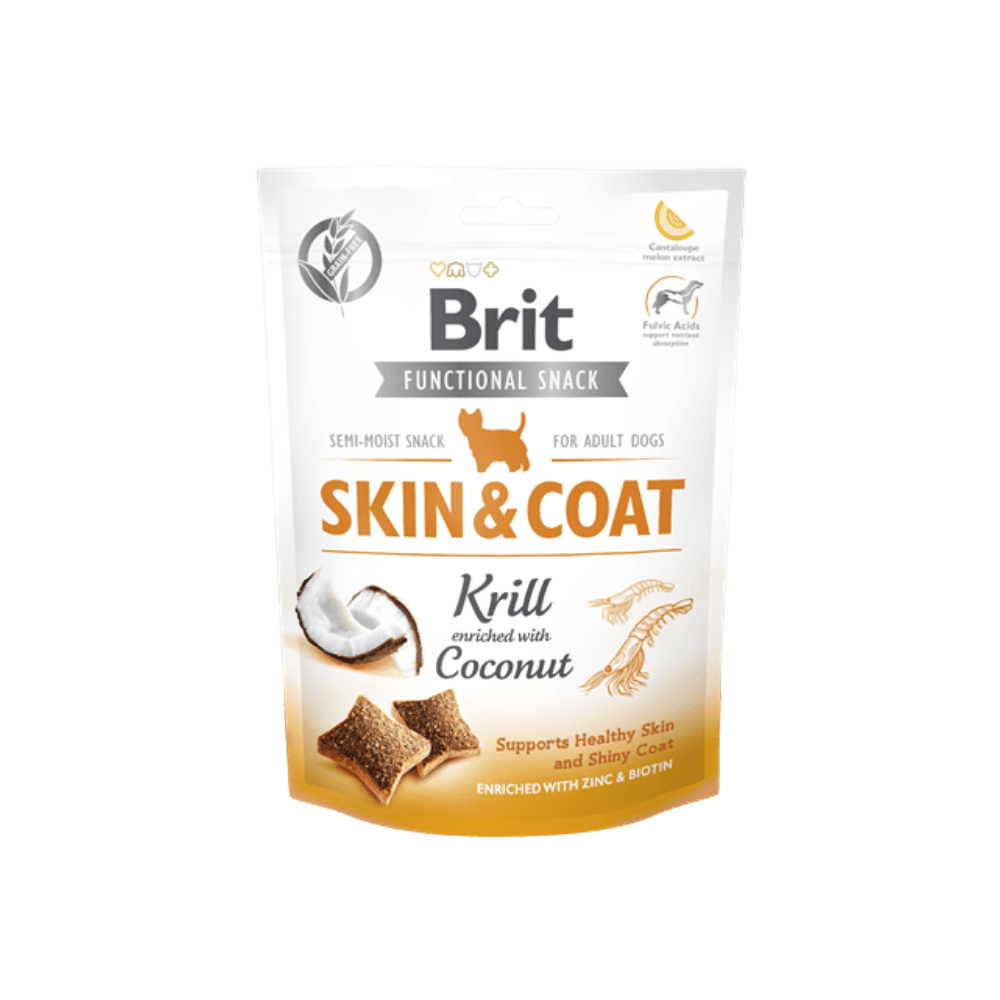 Brit Care Functional Snack Skin Coat Kril & Hindistan Cevizli Köpek Ödül Maması (150 g)