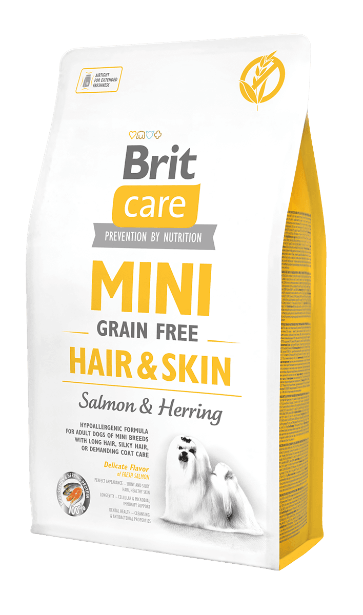 Brit Care Mini Saç ve Cilt Bakımı Tahılsız ve Somonlu Yetişkin Köpek Maması (2 kg)