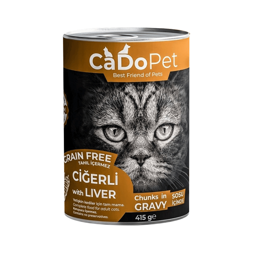 Cado Pet Tahılsız ve Ciğer Etli Yetişkin Kedi Konserve Maması (415 g)