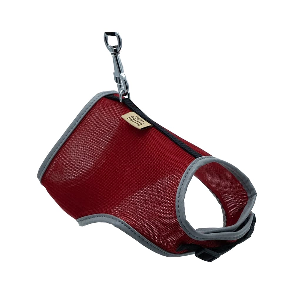 Cattie El Yapımı Kedi Göğüs & Gezdirme Takımı Kırmızı (1 x 25 - 35 cm)