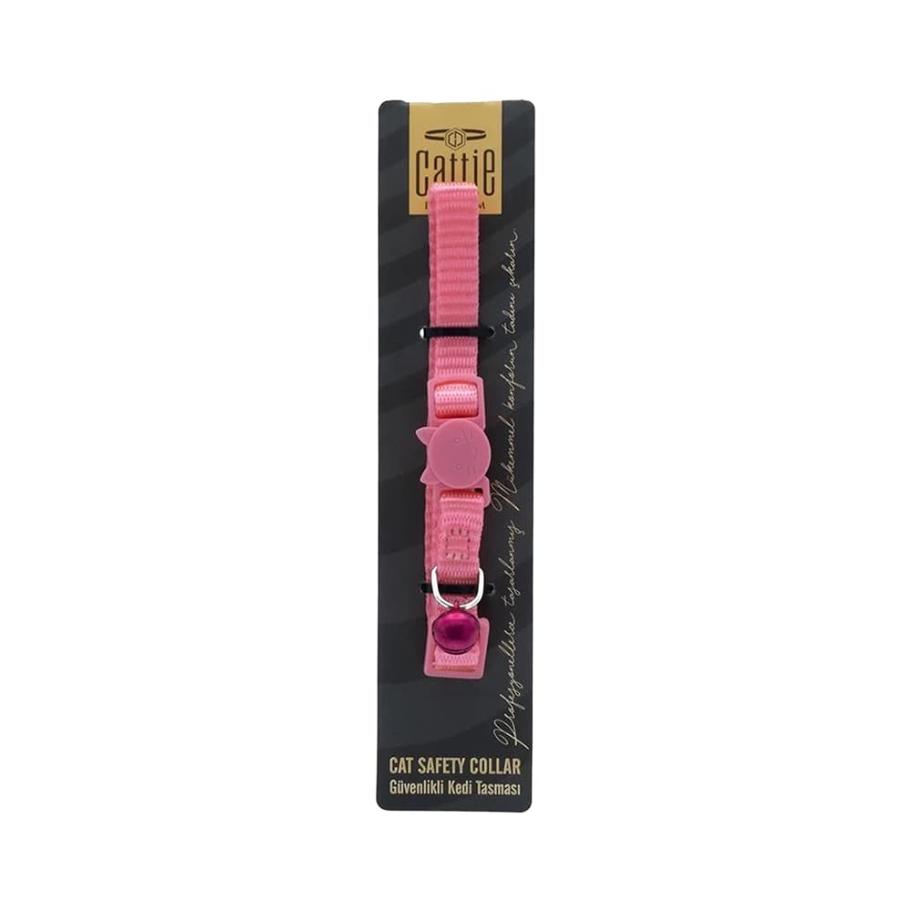 Cattie Güvenlik Tokalı Dokumadan El Yapımı Kedi Boyun Tasması Pembe (1 x 15 - 25 cm)