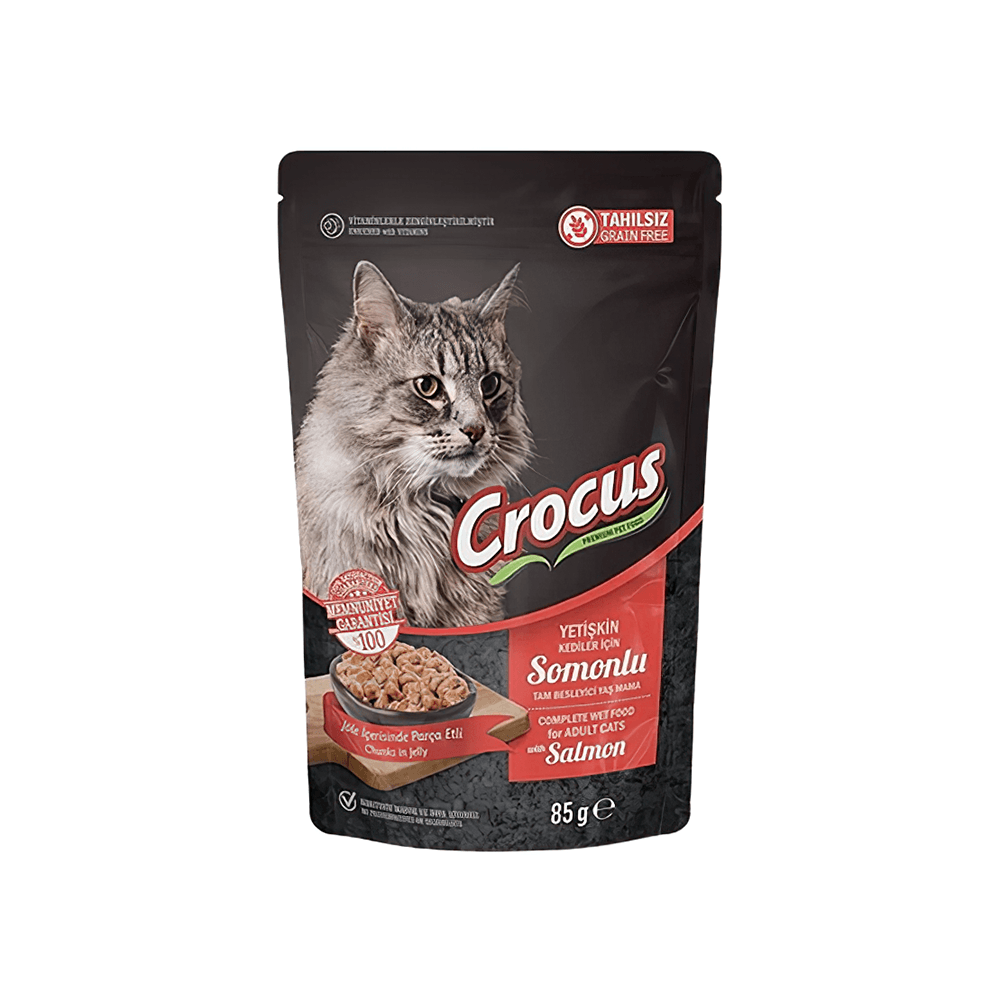 Crocus Tahılsız Somonlu Yetişkin Kedi Pouch Yaş Mama (85 g)