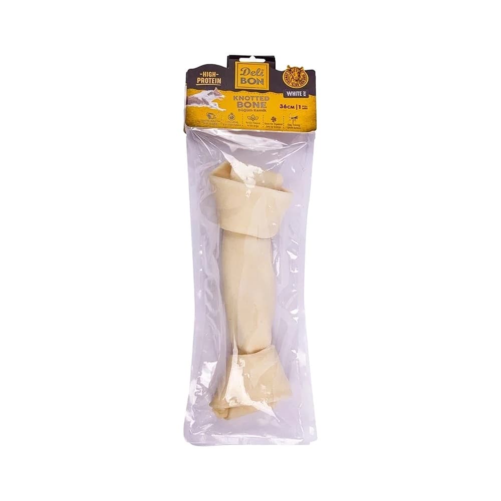 Deli Bon Beyaz El Örgüsü Sığır Derisi Düğüm Model Kemik (36 cm)
