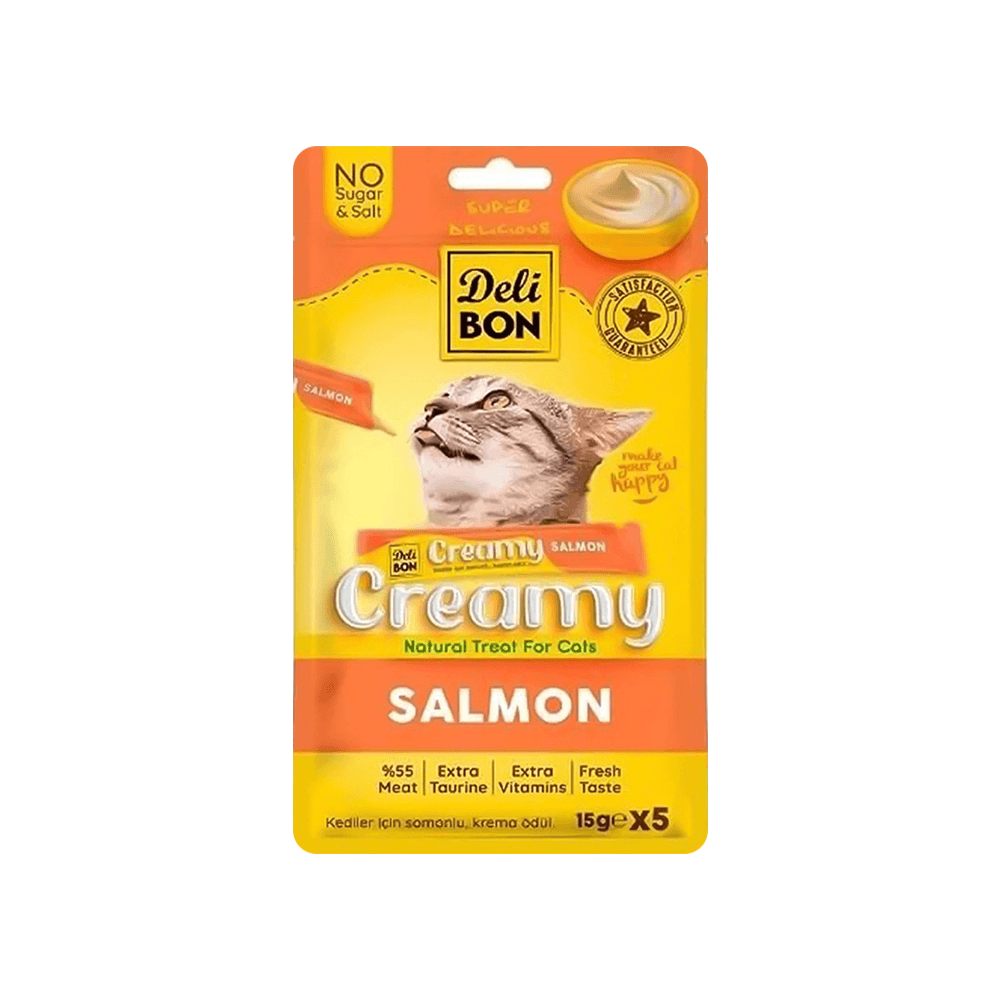 Delibon Creamy Somon Balıklı Sıvı Kedi Ödül Maması (5 x 15 g)