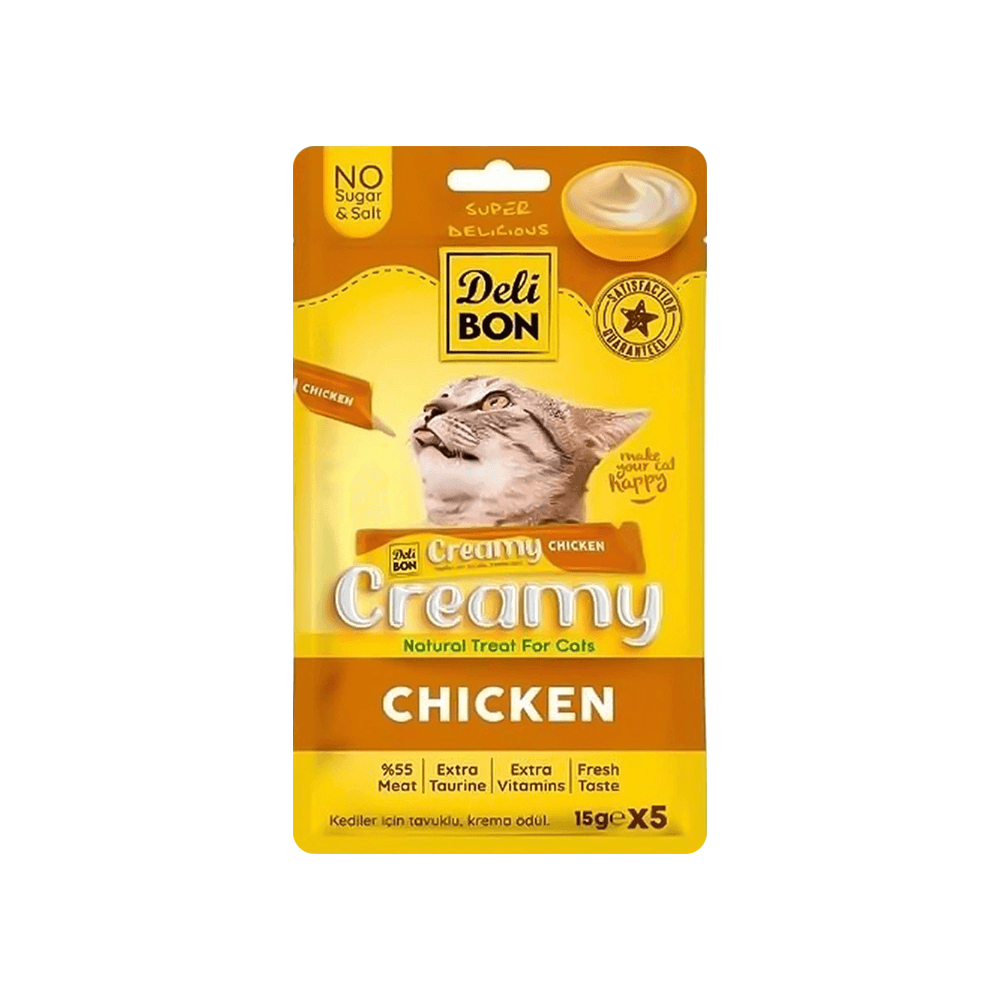 Delibon Creamy Tavuk Etli Sıvı Kedi Ödül Maması (5 x 15 g)