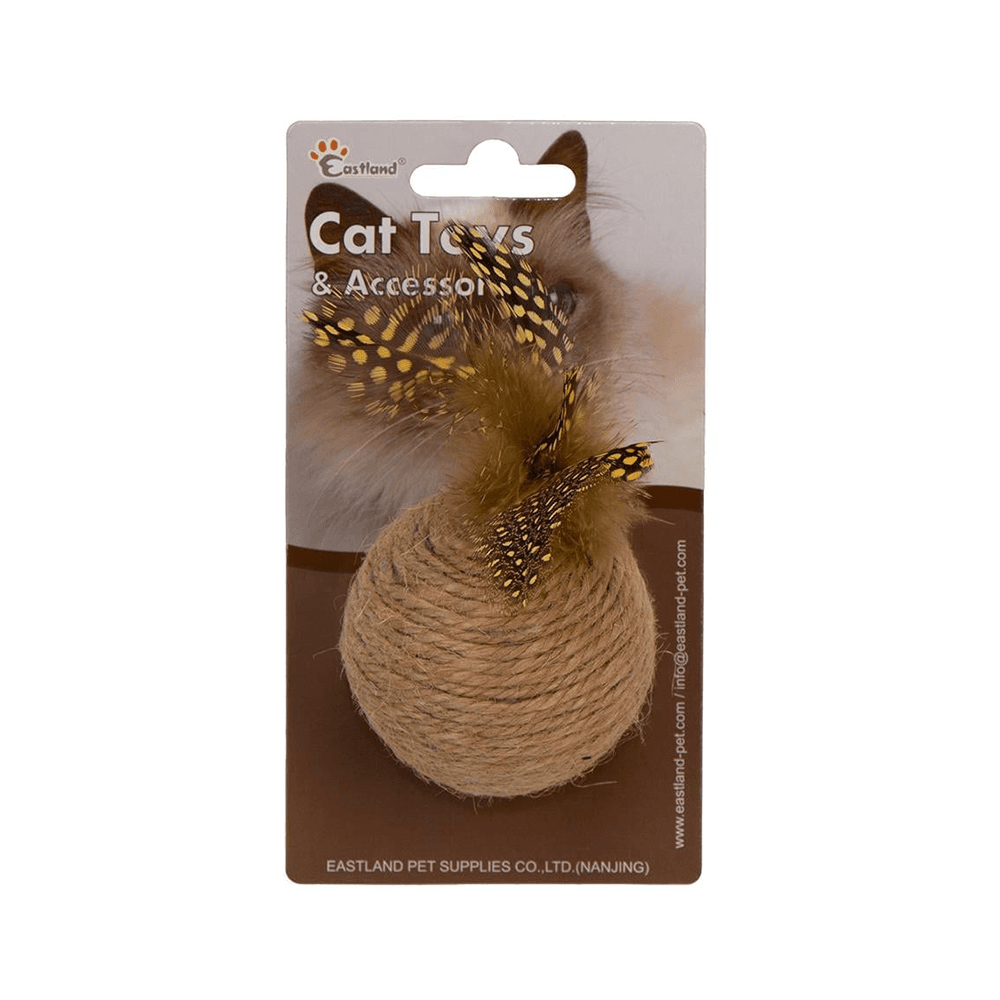 Eastland Hasır Tüylü Çıngıraklı Top Kedi Oyuncağı (6 cm)