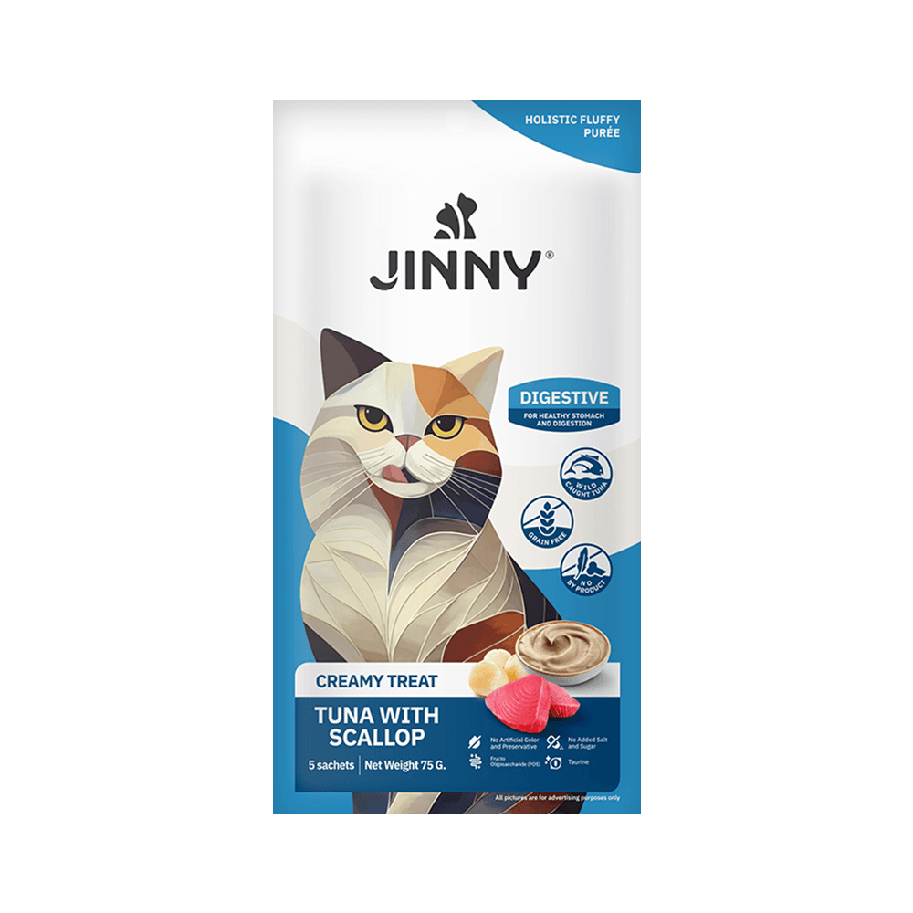 Jinny Ton Balıklı Deniz Taraklı Sindirim Destekleyici Creamy Kedi Ödülü (5 x 15 g)