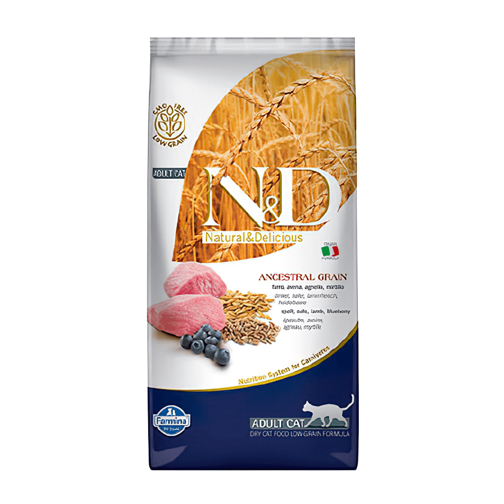 N&D ANCESTRAL GRAIN CAT LAMB, SPELT, OATS AND BLUEBERRY ADULT 5 KG