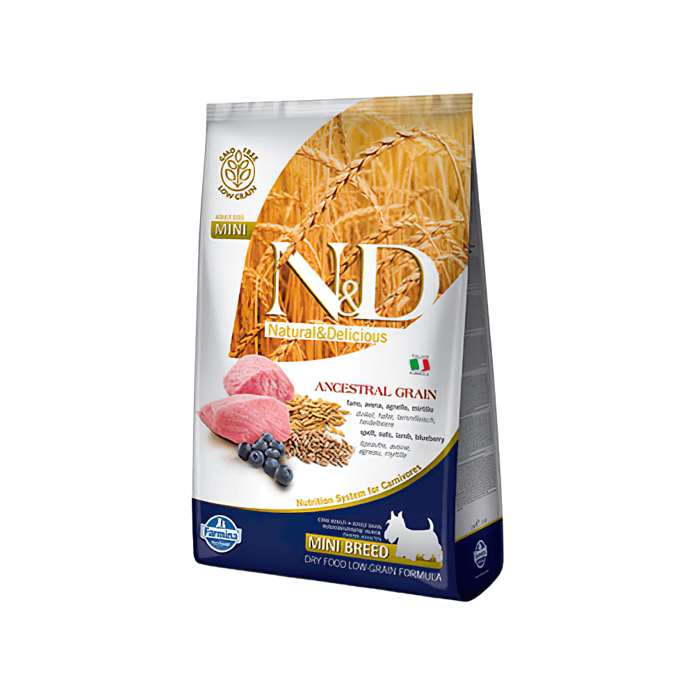 N&D ANCESTRAL GRAIN DOG LAMB, SPELT, OATS & BLUEBERRY ADULT MINI 2,5 KG