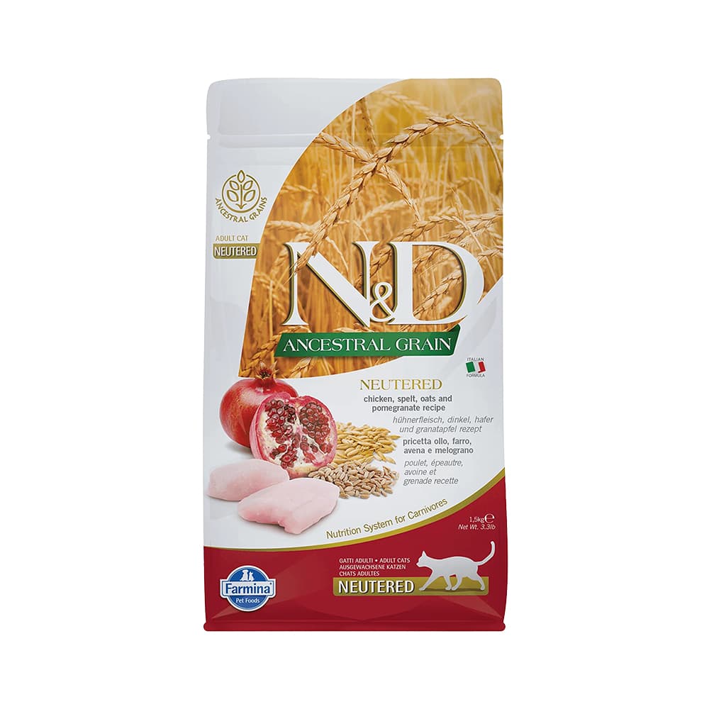 N&D ANCESTRAL GRAIN CAT CHICKEN, SPELT, OATS & POMEGRANATE NEUTERED ADULT 1,5 KG