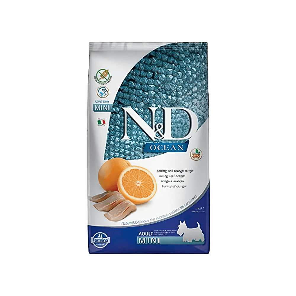 N&D OCEAN DOG HERRING & ORANGE ADULT MINI 2,5 KG