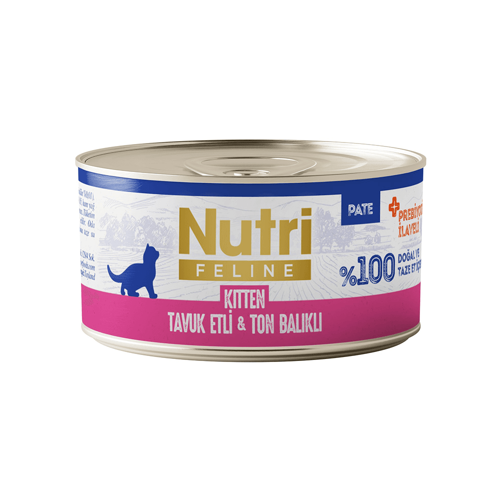 Nutri Feline Kitten Tavuk Etli ve Ton Balıklı Tahılsız Konserve Yavru Kedi Maması (70 g)