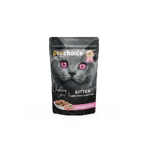 Prochoice Tahılsız Tavuk Etli ve Ciğer Etli Yavru Kedi Konserve Maması (85 g)