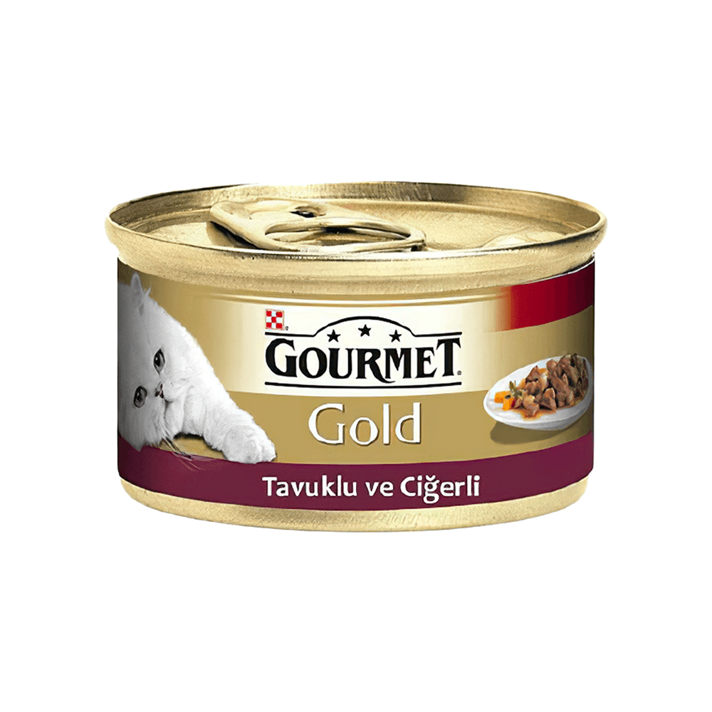 Purina Gourmet Gold Tavuk Etli ve Ciğer Etli Yetişkin Kedi Konserve Maması (85 g)