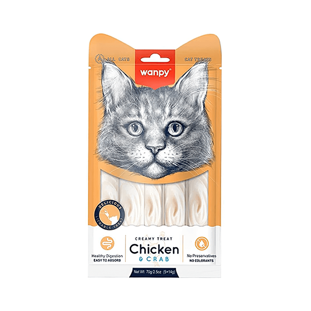 Wanpy Bağışık Güçlendirici Tavuk Etli ve Yengeçli Sıvı Kedi Ödül Maması (5 x 14 g)