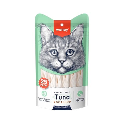 Wanpy Ton Balıklı ve Deniz Taraklı Sıvı Kedi Ödül Maması (25 x 14 g)