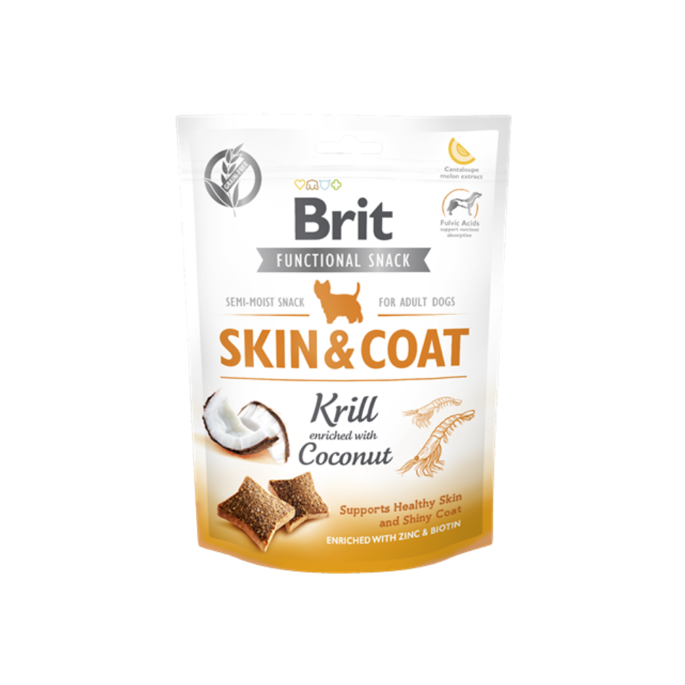 Brit Care Functional Snack Skin Coat Kril & Hindistan Cevizli Köpek Ödül Maması (150 g)