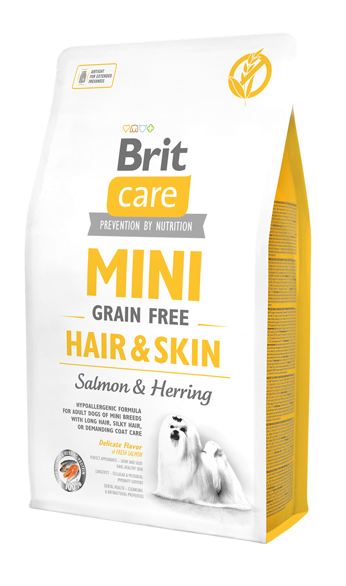 Brit Care Mini Saç ve Cilt Bakımı Tahılsız ve Somonlu Yetişkin Köpek Maması (2 kg)