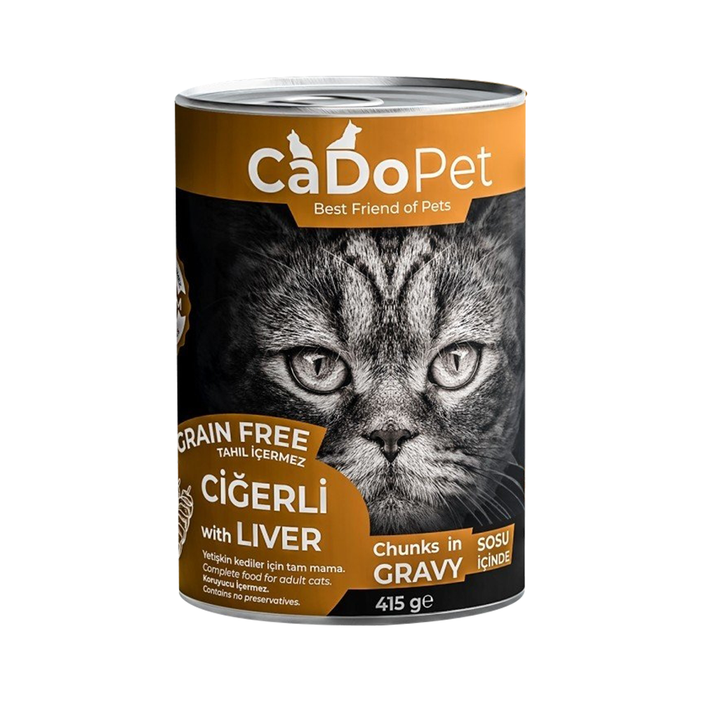 Cado Pet Tahılsız ve Ciğer Etli Yetişkin Kedi Konserve Maması (415 g)