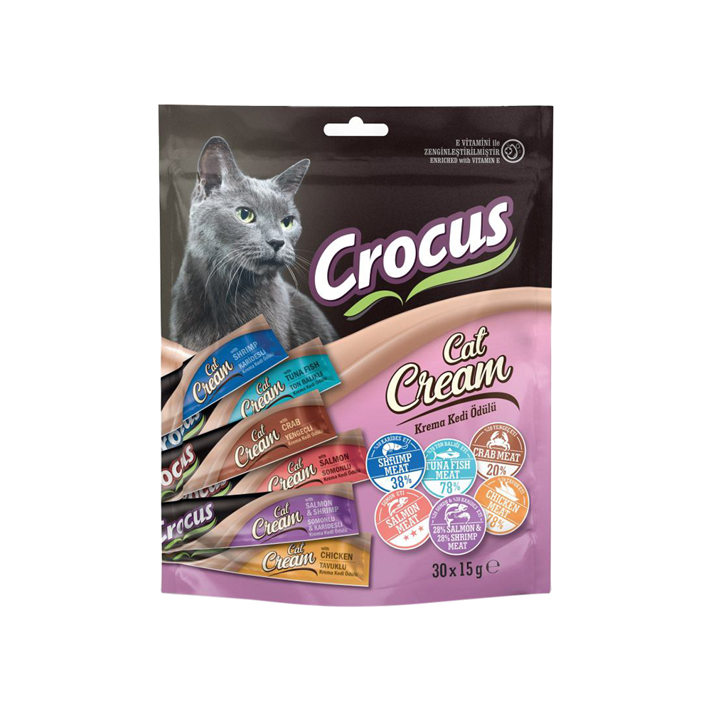 Crocus Multipack 6 Çeşit Karışık Sıvı Kedi Ödül Maması (30 x 15 g)