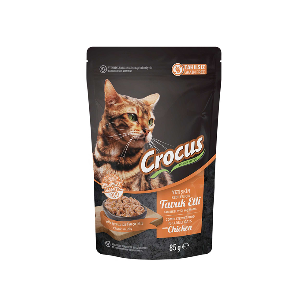 Crocus Tahılsız Tavuk Etli Yetişkin Kedi Pouch Yaş Mama (85 g)