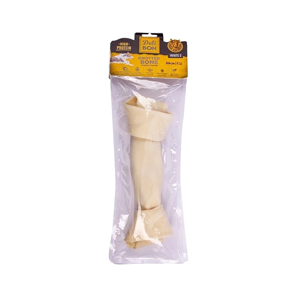 Deli Bon Beyaz El Örgüsü Sığır Derisi Düğüm Model Kemik (36 cm)