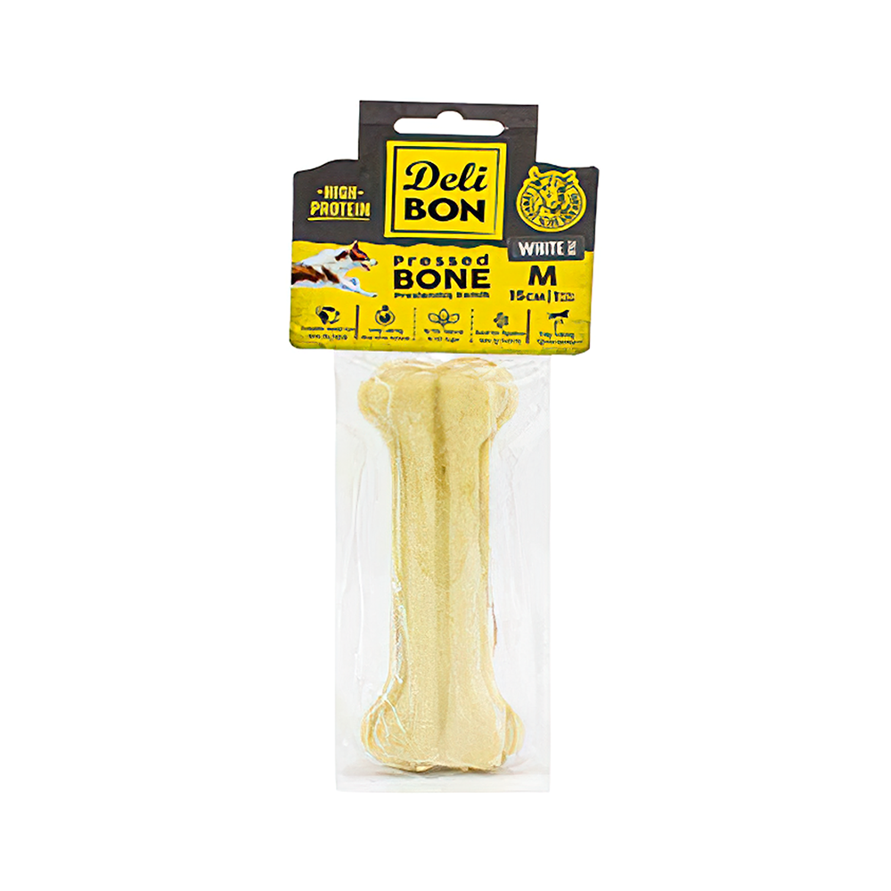Deli Bon Deri Press Kemik Köpek Ödülü (15 cm)