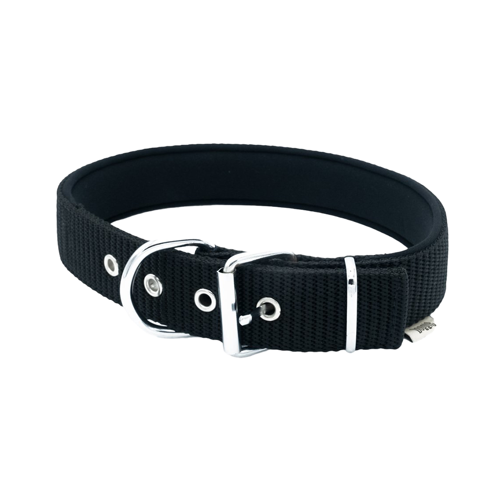 Doggie Özel Dokuma Geniş Köpek Boyun Tasması Siyah (5 x 55 - 65 cm)