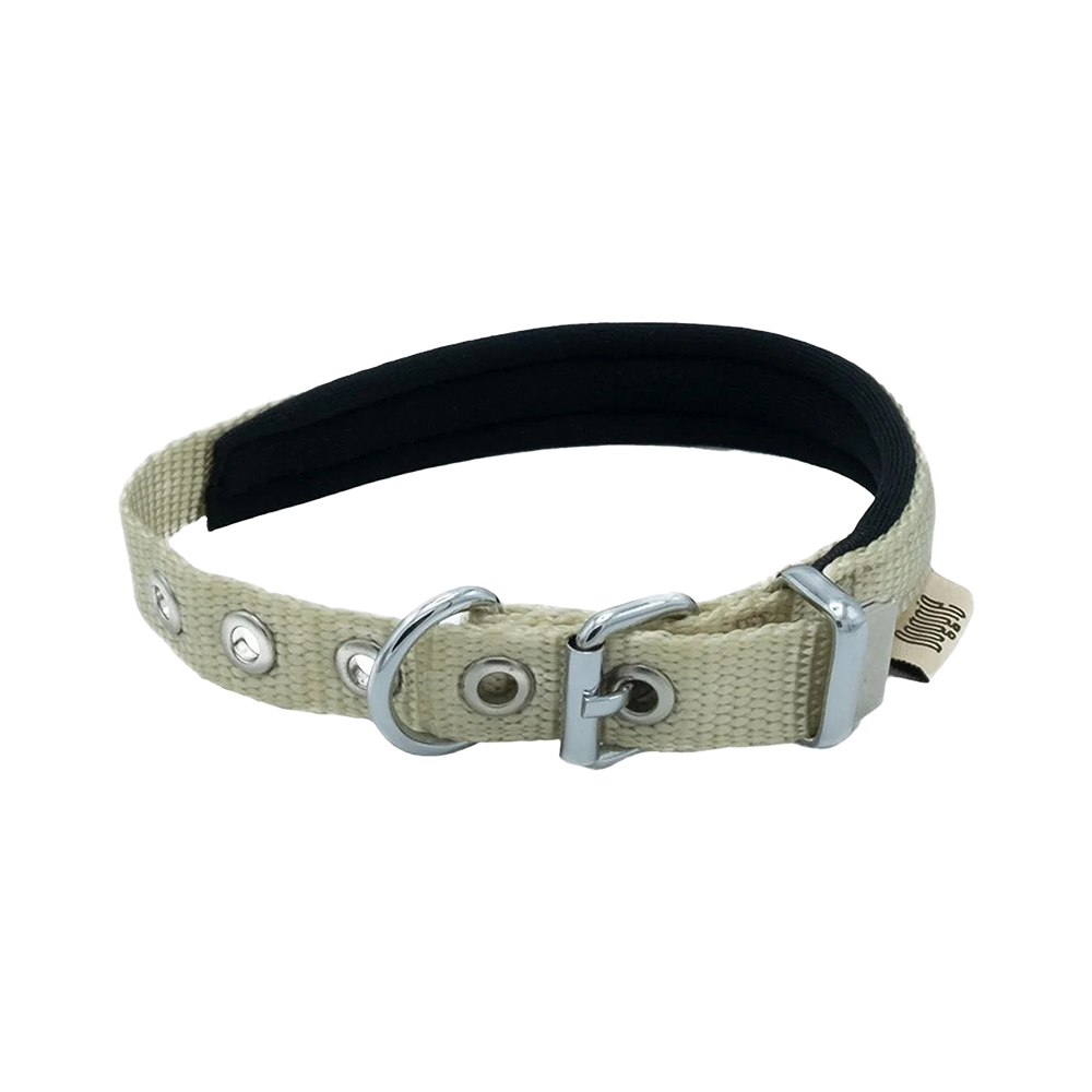 Doggie Comfort Yumuşak Dokuma Köpek Boyun Tasması Haki M (1,5 x 25 - 30 cm)