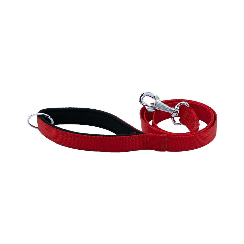 Doggie Dokuma Softlu Köpek Gezdirme Kayışı Kırmızı (2,5 x 120 cm)