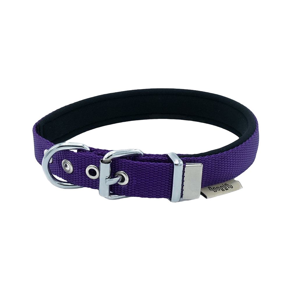 Doggie Dokuma Softlu Sade Köpek Boyun Tasması Mor (3 x 42 - 50 cm)