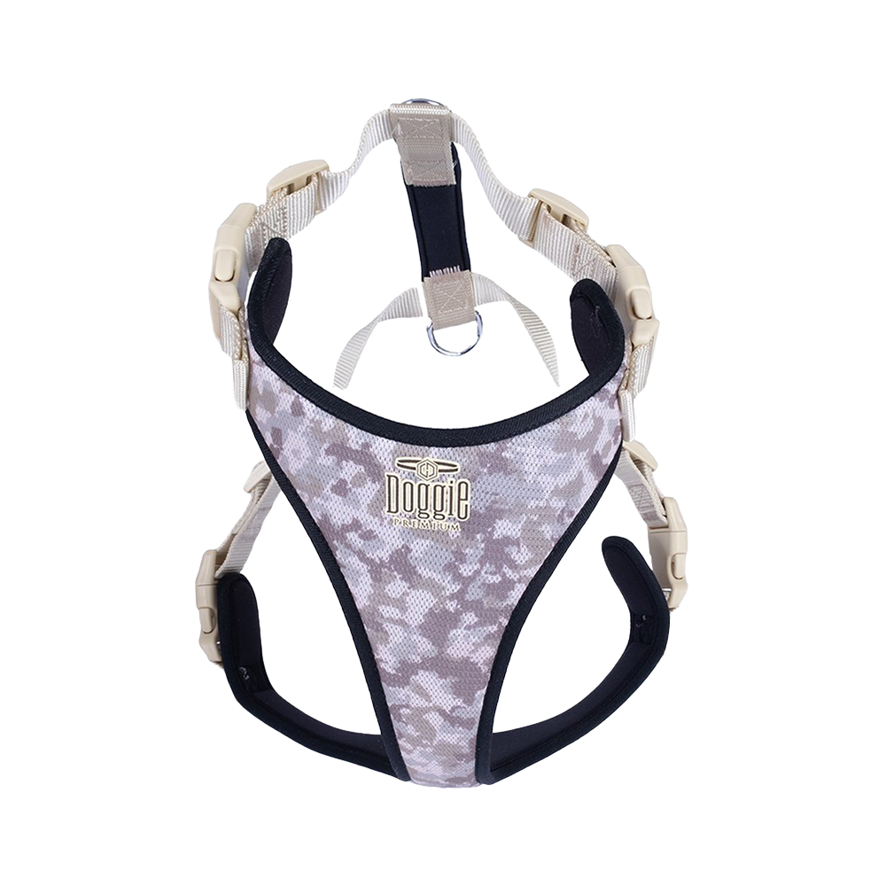 Doggie Havalı Dokuma Köpek Göğüs Tasması Kamuflaj (2,5 x 65 - 75 cm)