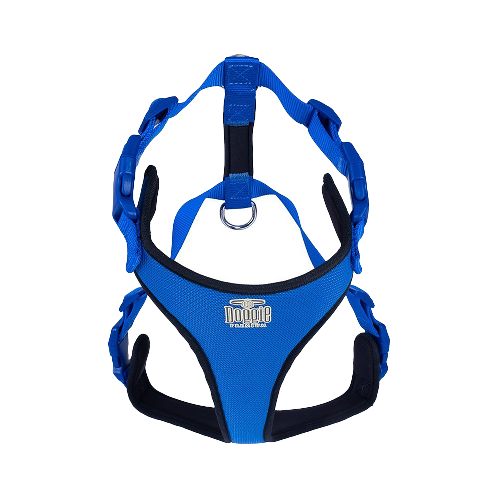 Doggie Havalı Dokuma Köpek Göğüs Tasması Mavi (2,5 x 65 - 75 cm)