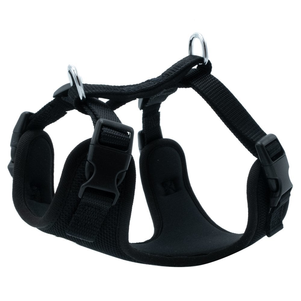 Doggie Havalı Dokuma Köpek Göğüs Tasması Siyah (1,5 x 35 - 45 cm)
