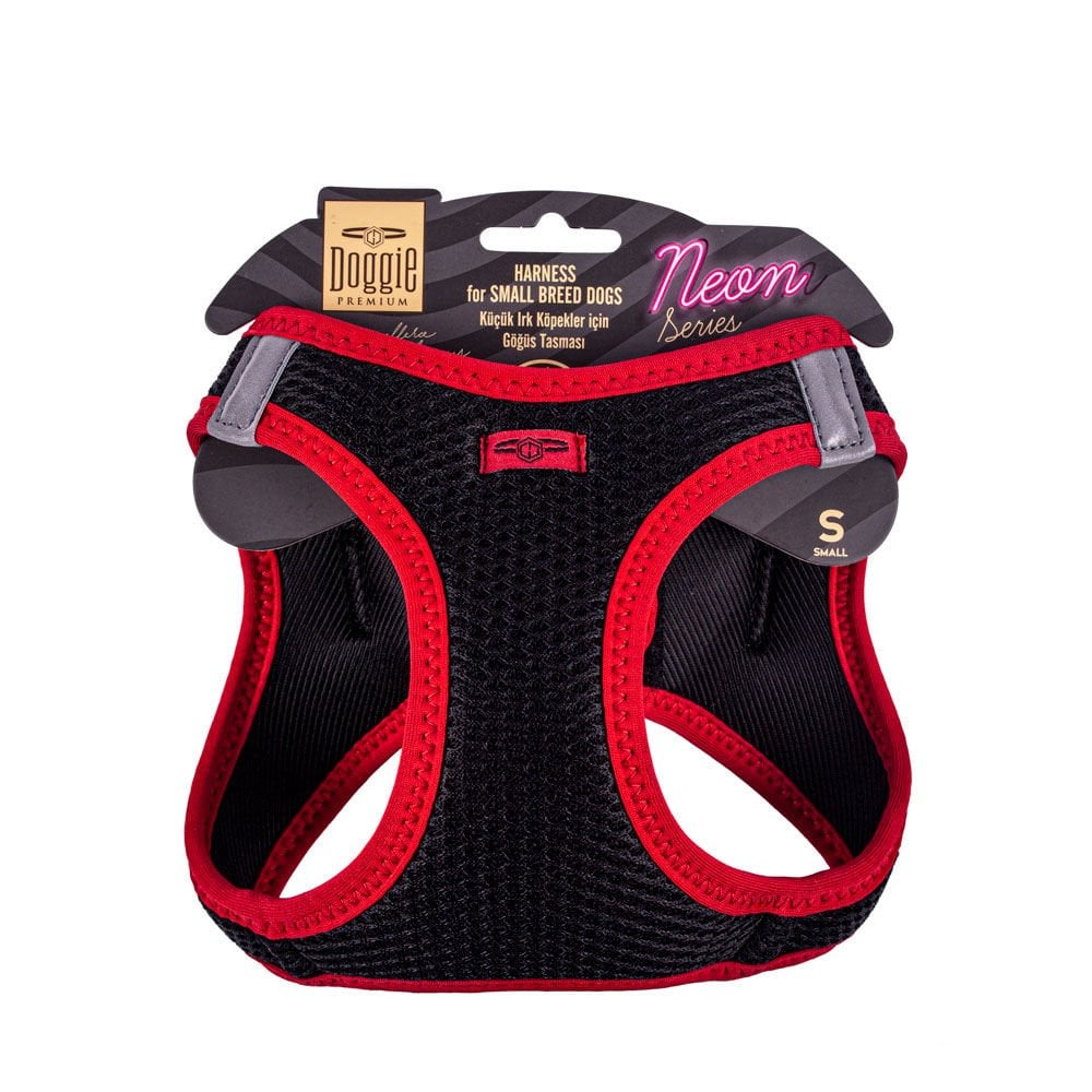 Doggie Havalı Dokuma Neon Serisi Küçük Irk Göğüs Tasması Kırmızı S (32 - 38 cm)