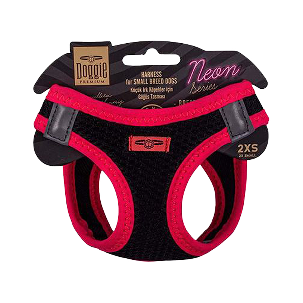Doggie Havalı Dokuma Neon Serisi Küçük Irk Köpek Göğüs Tasması Pembe 2XS (26 - 30 cm)