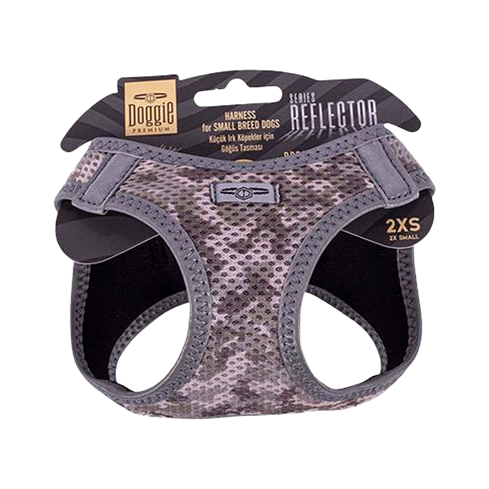 Doggie Havalı Dokuma Reflektör Serisi Küçük Irk Köpek Göğüs Tasması Kamuflaj 2XS (26 - 30 cm)