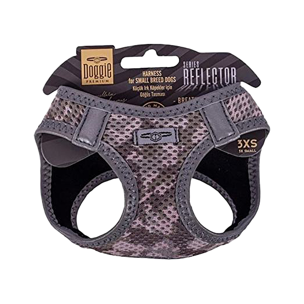 Doggie Havalı Dokuma Reflektör Serisi Küçük Irk Köpek Göğüs Tasması Kamuflaj 3XS (22 - 26 cm)
