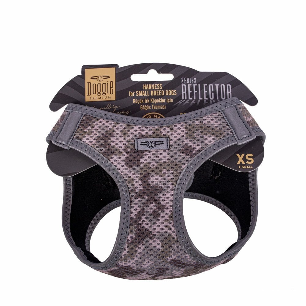 Doggie Havalı Dokuma Reflektör Serisi Küçük Irk Köpek Göğüs Tasması Kamuflaj XS (30 - 34 cm)