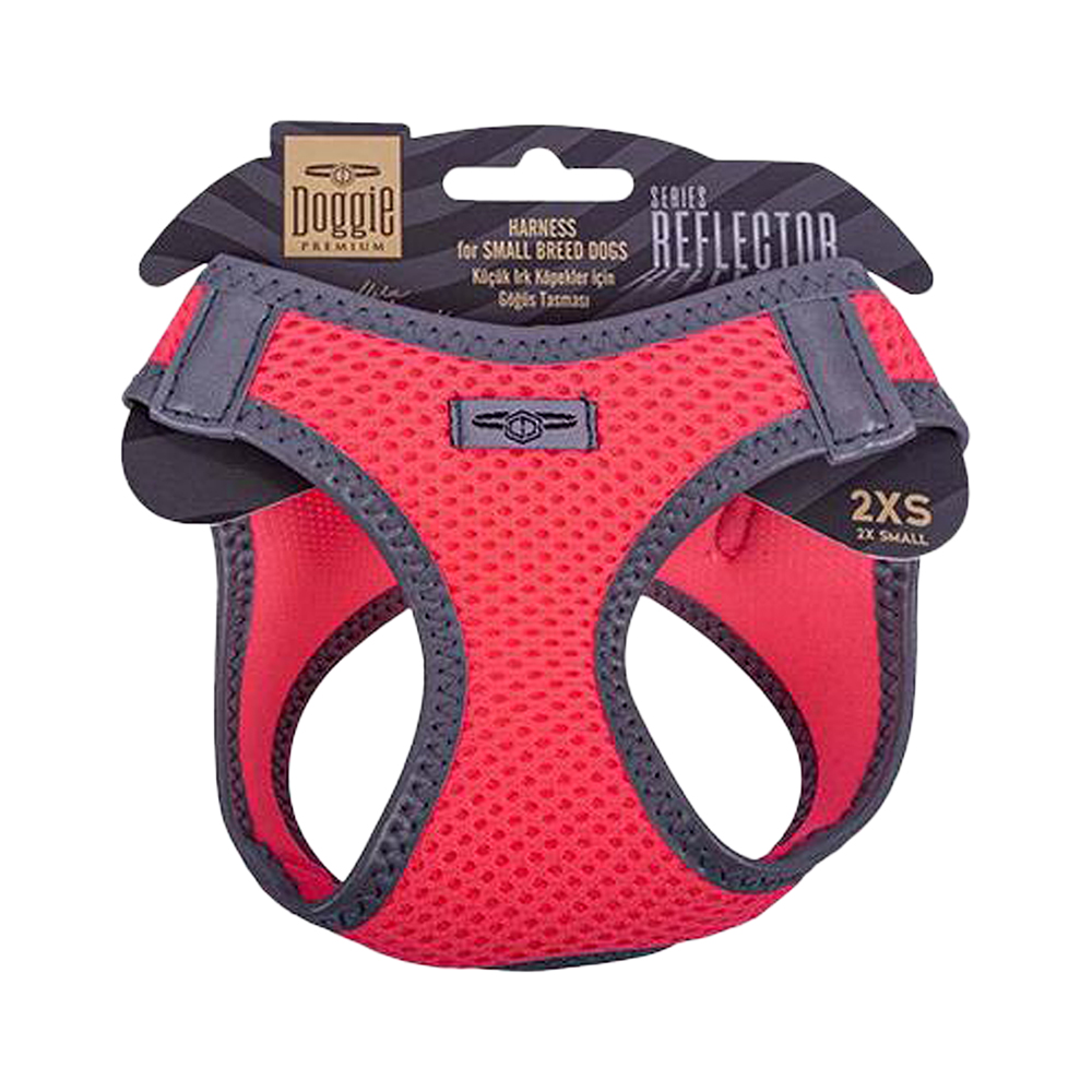 Doggie Havalı Dokuma Reflektör Serisi Küçük Irk Köpek Göğüs Tasması Pembe 2XS (26 - 30 cm)