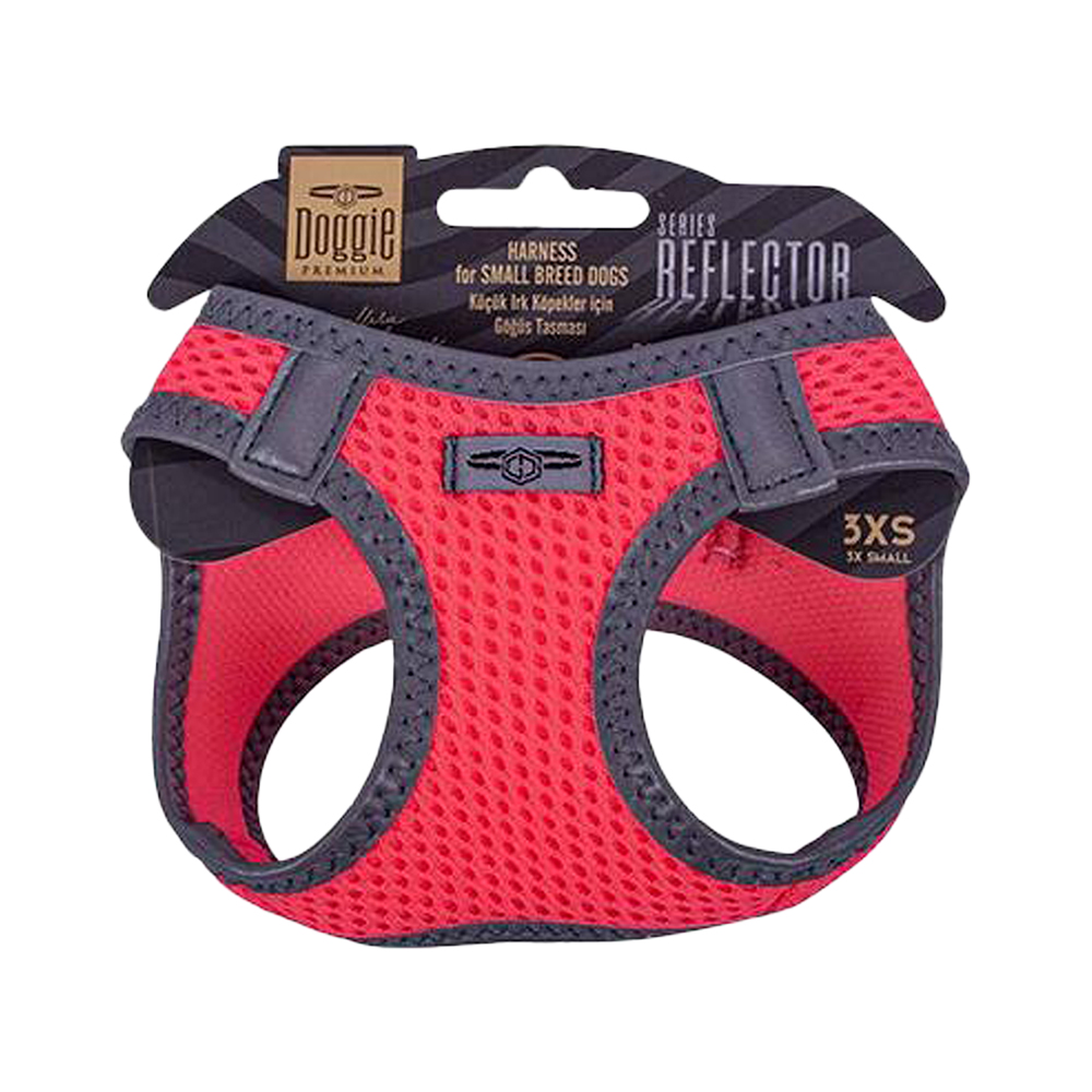 Doggie Havalı Dokuma Reflektör Serisi Küçük Irk Köpek Göğüs Tasması Pembe 3XS (22 - 26 cm)