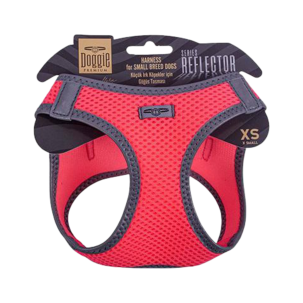 Doggie Havalı Dokuma Reflektör Serisi Küçük Irk Köpek Göğüs Tasması Pembe XS (30 - 34 cm)