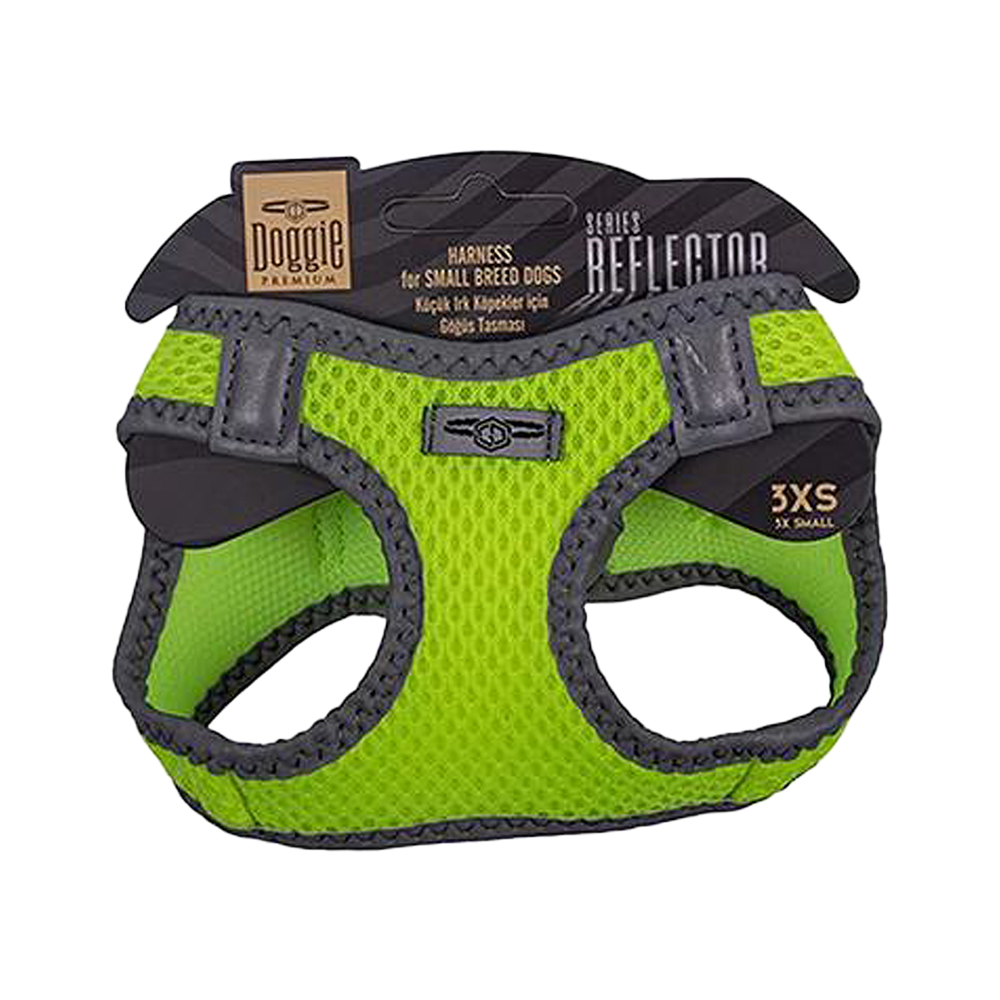 Doggie Havalı Dokuma Reflektör Serisi Küçük Irk Köpek Göğüs Tasması Sarı 3XS (22 - 26 cm)