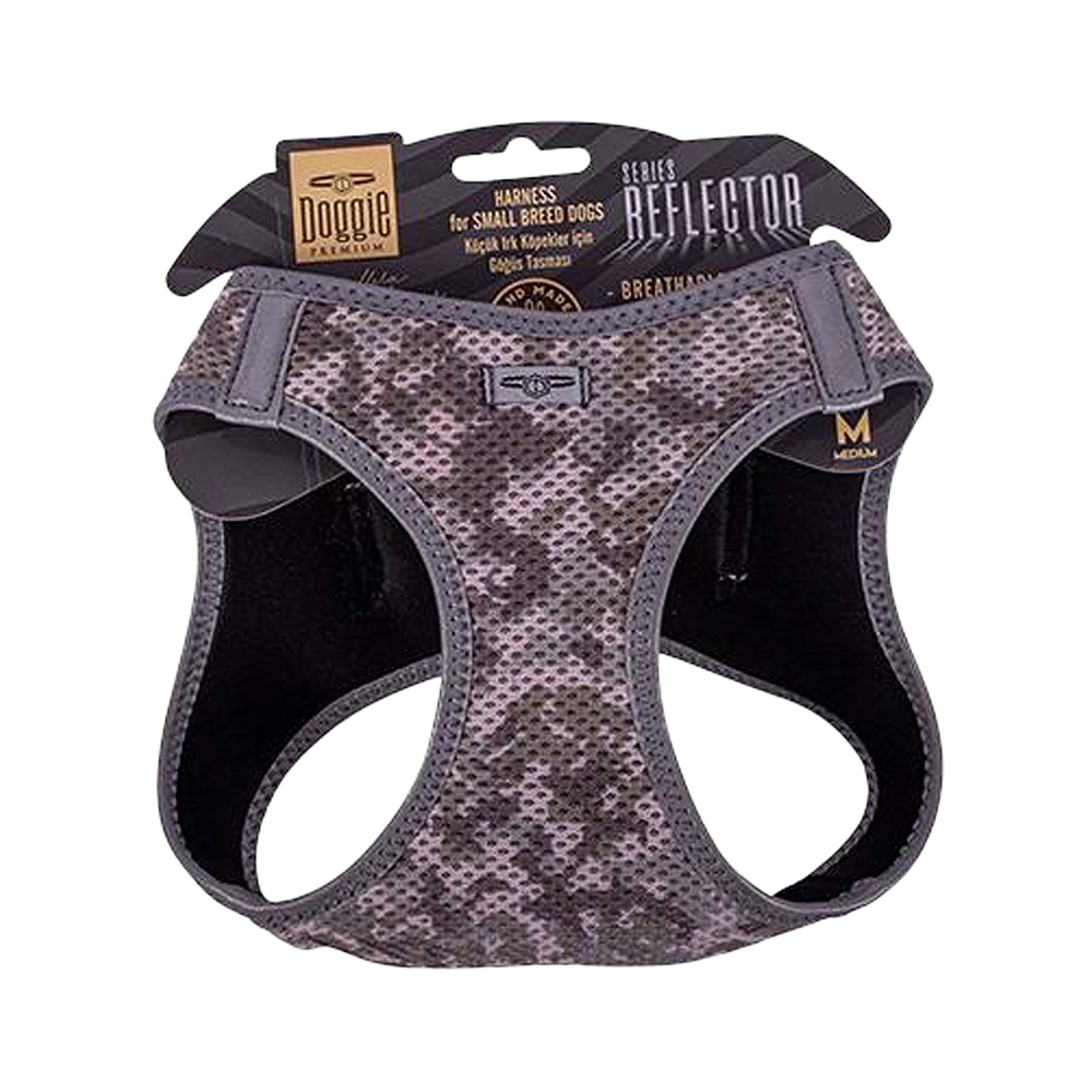 Doggie Havalı Dokuma Reflektör Serisi Küçük Irk Köpek Göğüs Tasması Sarı M (38 - 44 cm)