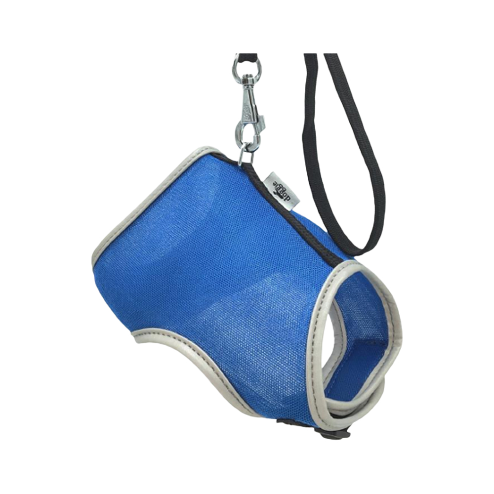 Doggie Havalı Kumaş Kedi Göğüs ve Gezdirme Tasma Takımı Mavi (25 - 30 cm)
