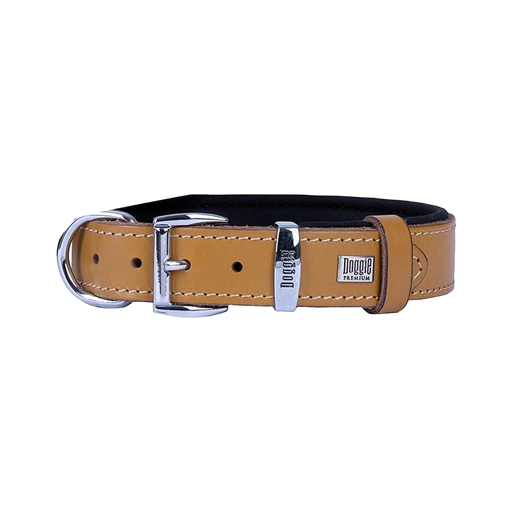 Doggie Konfor Deri Pati Desenli Boyun Tasması Camel (4 x 47 - 55 cm)