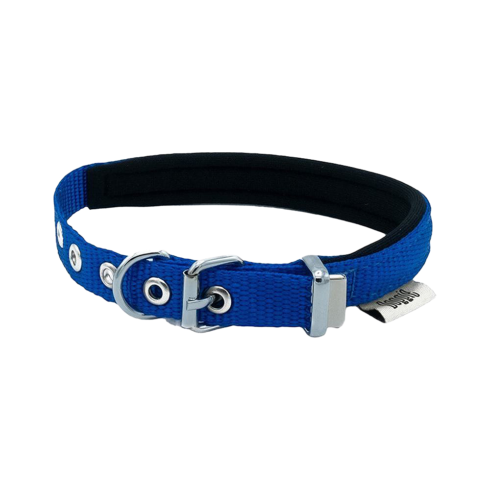 Doggie Konforlu Dokumadan El Yapımı Köpek Boyun Tasması Mavi (1,5 x 20 - 25 cm)