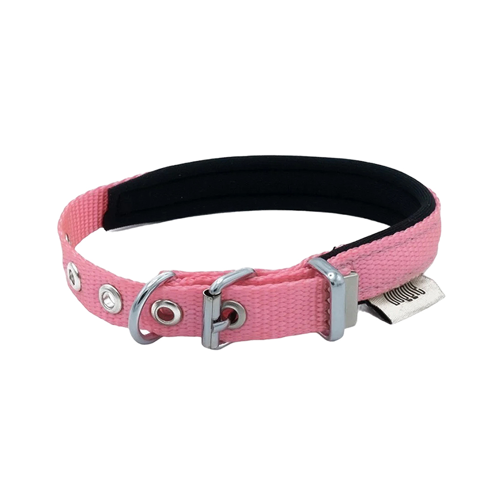 Doggie Konforlu Dokumadan El Yapımı Köpek Boyun Tasması Pembe (1,5 x 20 - 25 cm)