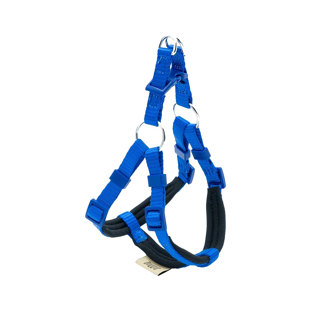 Doggie Konforlu Dokumadan El Yapımı Ronin Model Köpek Göğüs Tasması Mavi (1,5 x 35 - 40 cm)
