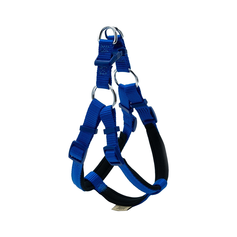 Doggie Konforlu Dokumadan El Yapımı Ronin Model Köpek Göğüs Tasması Mavi (2,5 x 65 - 75 cm)